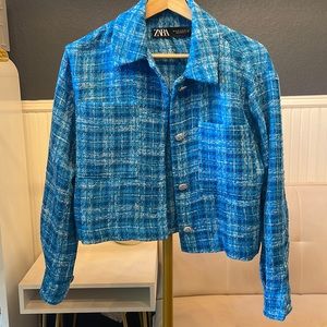 Zara cropped, double pocket, button up blazer